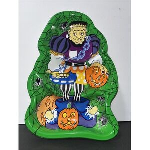 Vintage Berman Industries Halloween Tray Frankenstein 1999 Plastic Candy Dish